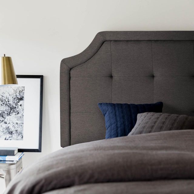Malouf® Structures™ Charcoal Full Scooped Square Tufted Upholstered Headboard