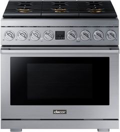 Dacor® 36" Silver Stainless Pro Style Dual Fuel Range