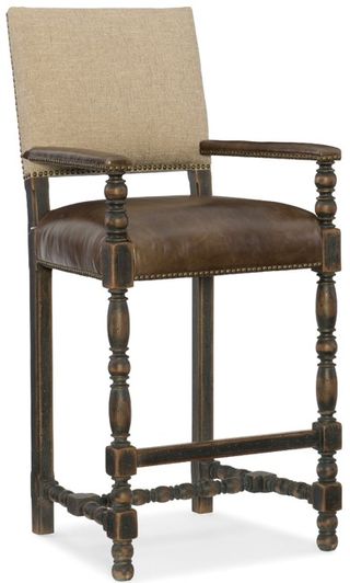 Hooker® Furniture Hill Country Comfort Anthracite Black/Beige Dining Barstool