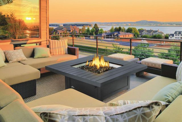 Napoleon St. Tropez Patioflame® Bronze Outdoor Propane Gas Firepit Square Propane Gas Table 9