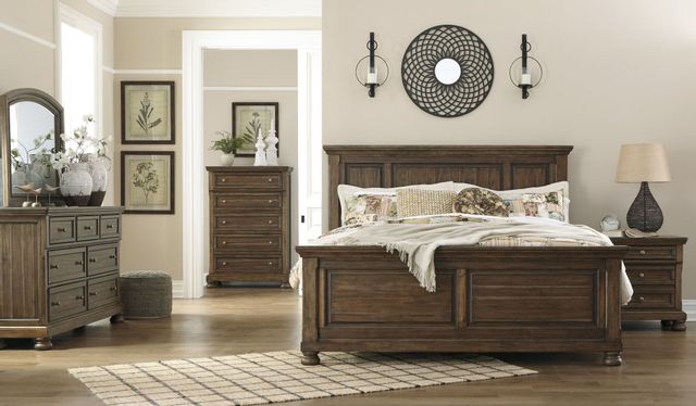 Signature Design by Ashley® Flynnter 2-Piece Medium Brown California King Panel Bed Set 3