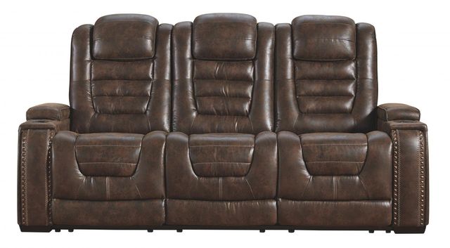 Signature Design by Ashley® Game Zone Bark Power Reclining Sofa with Adjustable Headrest 0