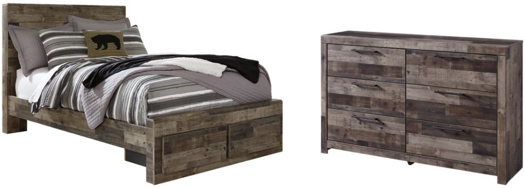 Benchcraft® Derekson 4-Piece Multi Gray Full Panel Bed Set