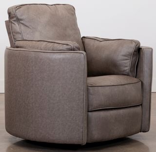 Klaussner® Ryder Vintage Ash Reclining Leather Swivel Chair