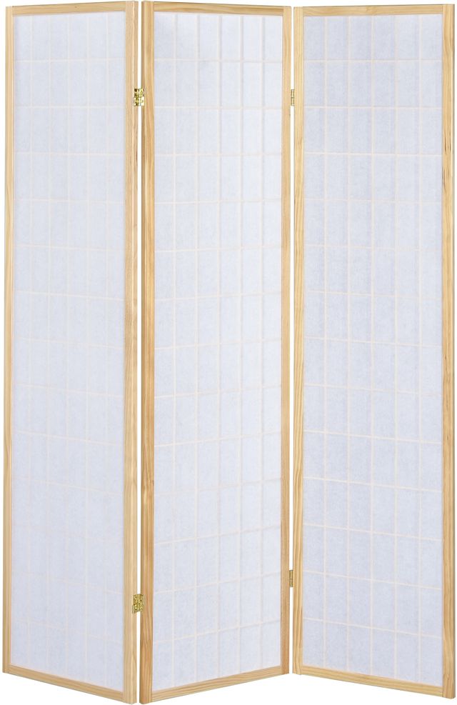 Coaster® Natural and White Three Panel Folding Floor Screen-0