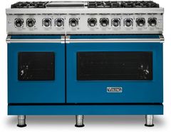 Viking® 5 Series 48" Alluvial Blue Pro Style Dual Fuel Liquid Propane Range with 12" Griddle