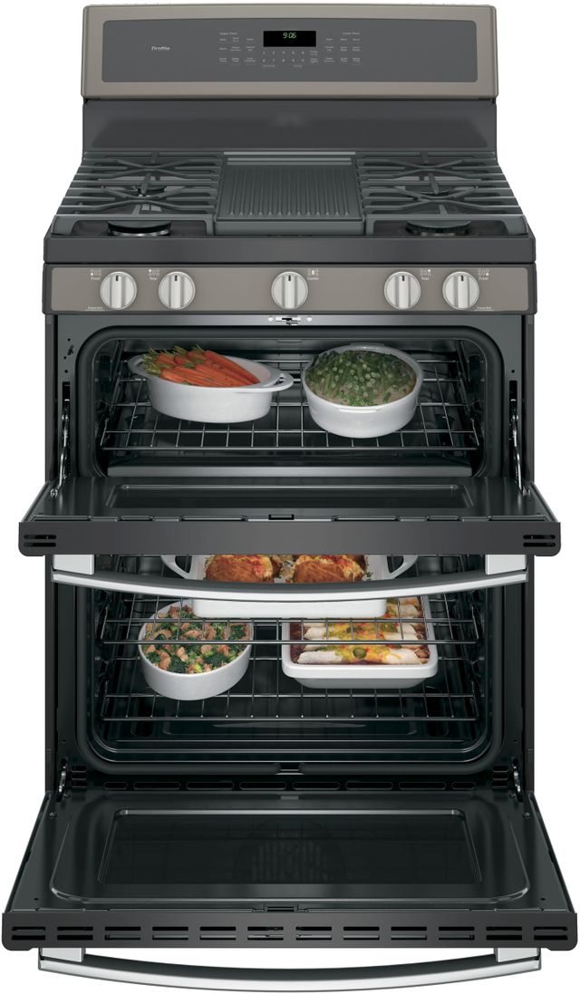 GE Profile™ 30" Slate Free Standing Gas Double Oven Convection Range 4