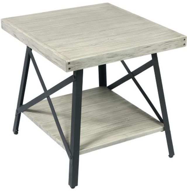 Emerald Home Chandler Light Gray End Table with Steel Gray Frame