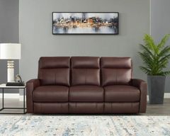 Amax Leather Sofa Power Reclining & Headrest - Raisin
