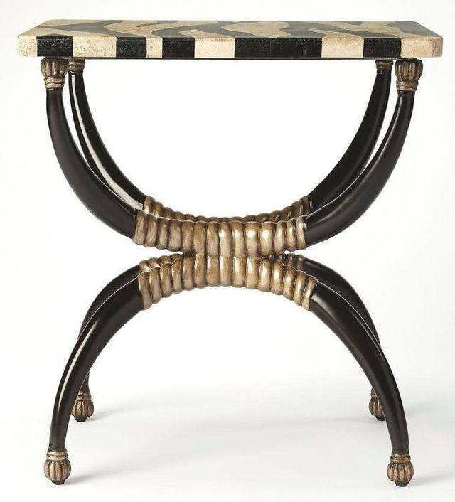Butler Specialty Company Burundi Heritage Zebra Pattern Rectangular Stone Accent Table
