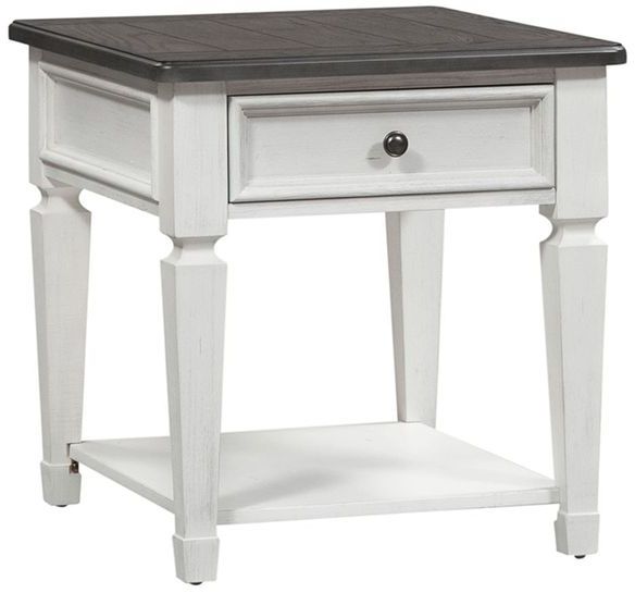 Liberty Furniture Allyson Park Charcoal/Wire Brushed White Drawer End Table