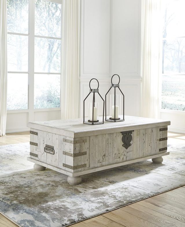 Signature Design by Ashley® Carynhurst White Wash Gray Lift Top Coffee Table 2