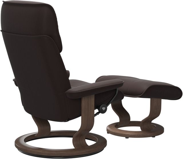 Stressless® by Ekornes® Admiral Medium All Leather Chocolate Chair with Footstool-2