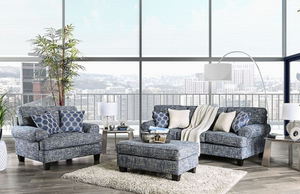 Furniture of America® Pierpont Blue Ottoman