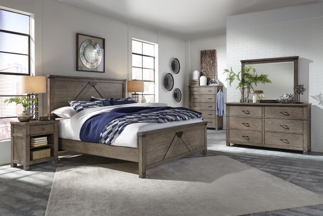 Aspenhome Tucker  King Bed, Dresser, Mirror, Chest and 1 Nighstand 0