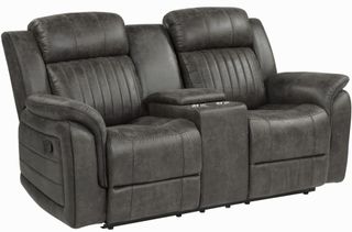 Homelegance® Centeroak Gray Double Reclining Loveseat with Center Console