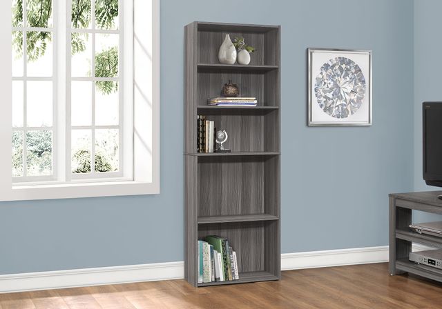 Monarch Specialties Inc. 72"H Grey 5 Shelves Bookcase 1