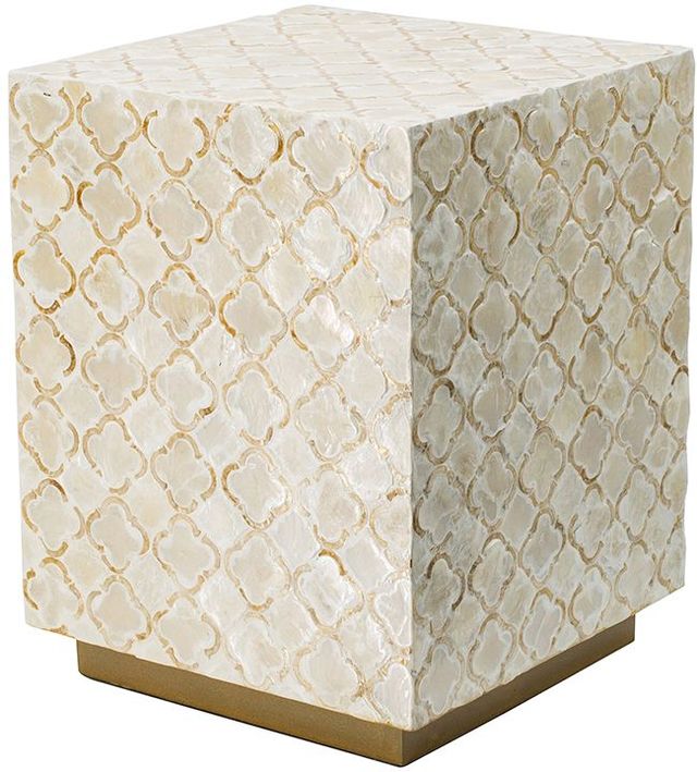 A & B Home Beige Square Stool-0