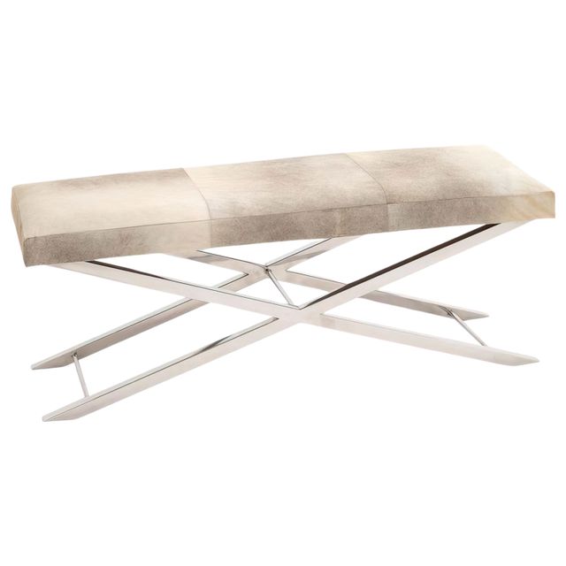 Uma Beige Faux Leather Contemporary Bench-0