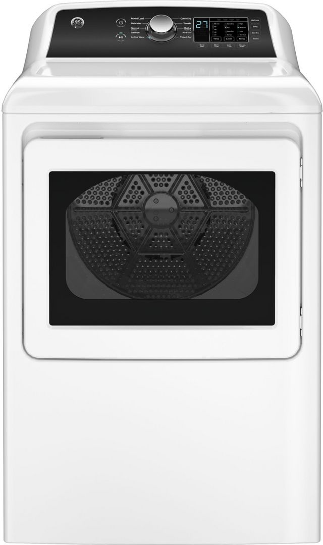 GE® 7.4 Cu. Ft. White Front Load Electric Dryer | Fred's Appliance