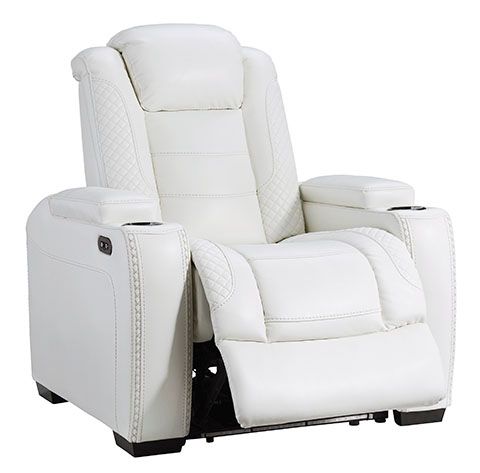Signature Design by Ashley® Party Time White Power Recliner-3