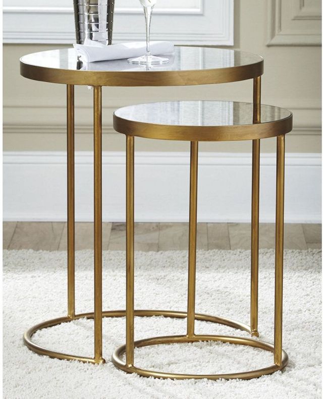 Signature Design by Ashley® Majaci Gold Finished Accent Table (Set of 2) 2
