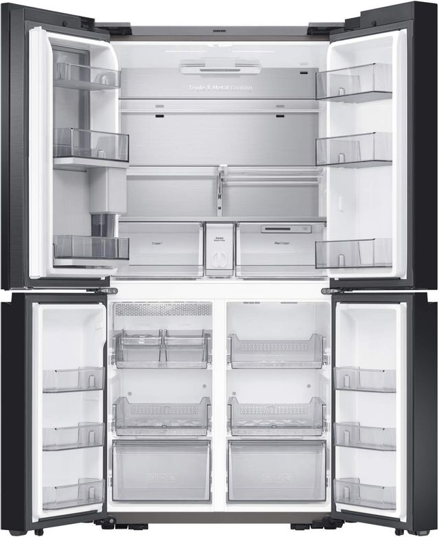 Samsung Bespoke 29.0 Cu. Ft. Matte Black Steel 4-Door Flex French Door Refrigerator in Customizable Panel 1