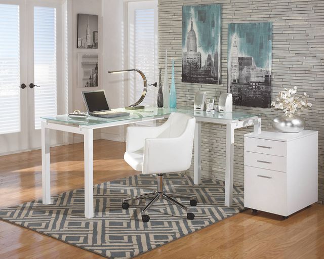 Signature Design by Ashley® Baraga White 2-Piece Home Office Desk Set 4