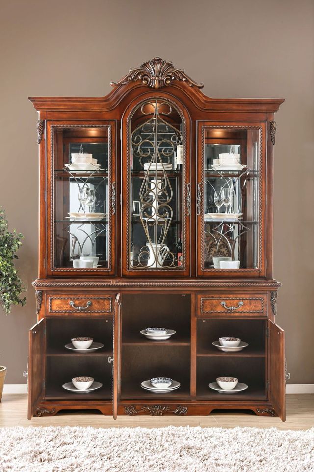 Furniture of America® Lucie Brown Cherry Hutch and Buffet 1