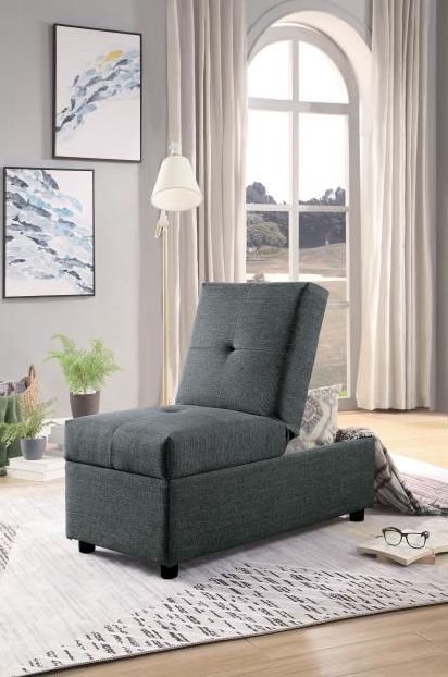 Mazin Furniture Denby Gray Fabric Storage Ottoman/Chair 1