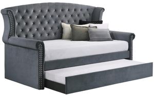 Coaster® Scarlett Grey Upholstered Tufted Twin Daybed with Trundle