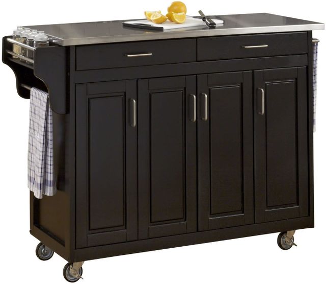 homestyles® Create-a-Cart Black/Stainless Steel Kitchen Cart-0