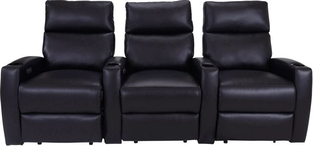 RowOne Galaxy II Home Entertainment Seating Black 3-Chair Straight Row