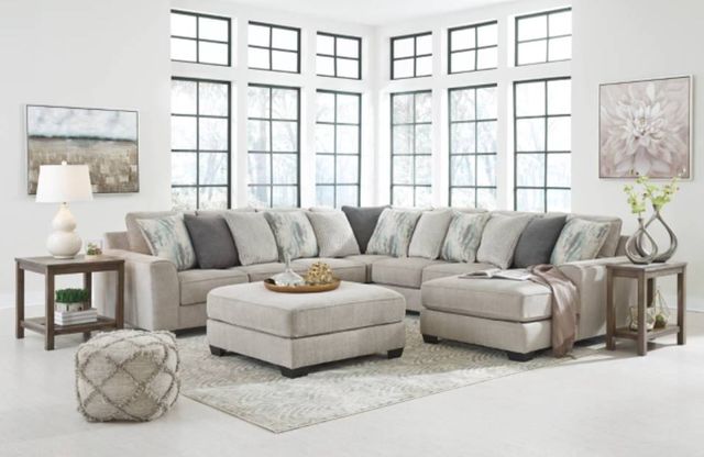 Benchcraft® Ardsley 5-Piece Pewter Sectional with Ottoman-3