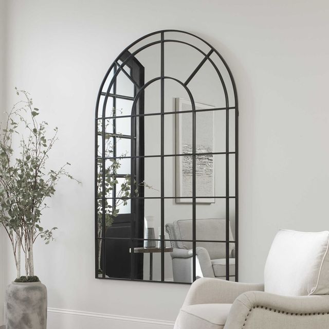 Uttermost® Grantola Satin Black Arch Iron Mirror | Bob Mills Furniture