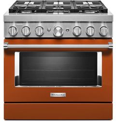 KitchenAid® 36" Scorched Orange Commercial-Style Free Standing Dual Fuel Range