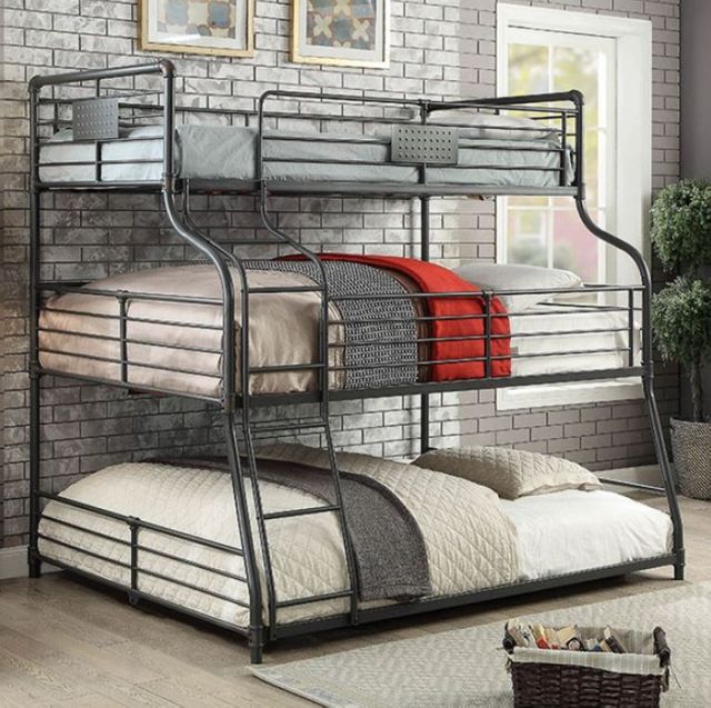 Furniture of America® Olga III Sand Black Twin/Full/Queen 3-Tiered Bunk ...