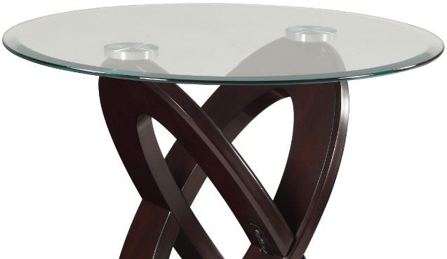 Crown Mark Cyclone Glass Top End Table with Brown Base-1
