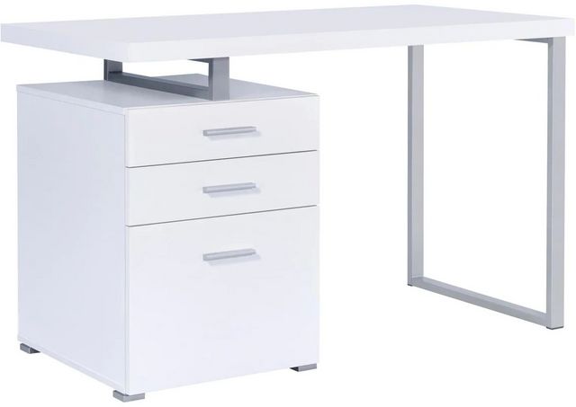 Coaster® Brennan White 3-Drawer Office Desk-0
