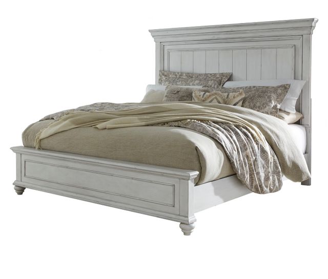 Benchcraft® Kanwyn Whitewash King Panel Bed | Western Living ...