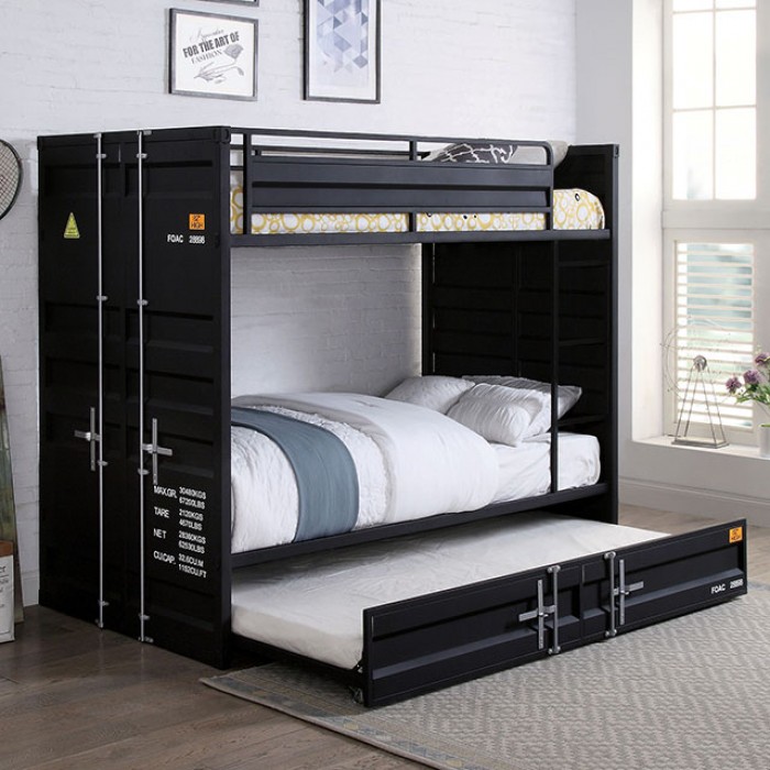 Black bunk deals bed with trundle