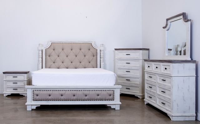 Vintage Furniture Charleston Nero White King 4 Piece Bedroom Set-0