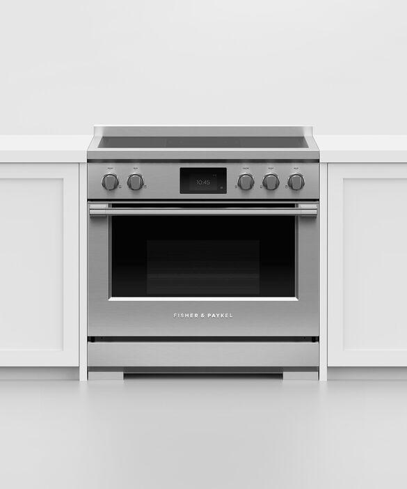 Fisher & Paykel Series 9 36" Stainless Steel with Black Glass Free Standing Professional Induction Range-3