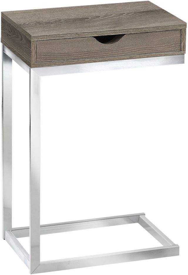 Monarch Specialties Inc. Dark Taupe Chrome Metal Accent Table 1