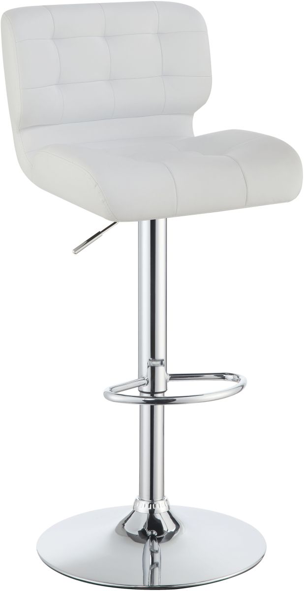 Coaster® 2-Piece Chrome/White Upholstered Adjustable Stool Set