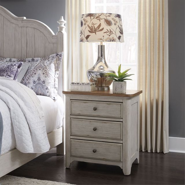 Liberty Furniture Farmhouse Reimagined Antique White Chestnut Charging Station Nightstand 11