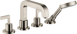AXOR® Citterio 5.02 GPM Brushed Nickel 4 Hole Roman Tub Set Trim with Lever Handles and 1.75 GPM Handshower