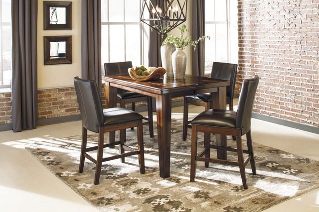 Signature Design by Ashley® Larchmont Burnished Dark Brown Counter Dinning Table 4