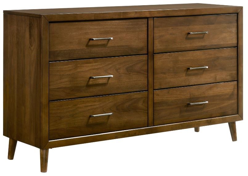 Elements International Malibu Walnut 6-Drawer Dresser | Bob Mills Furniture