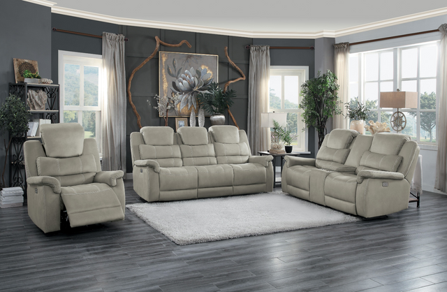 Homelegance® Shola Gray Double Reclining Glider Loveseat with Center Console 4